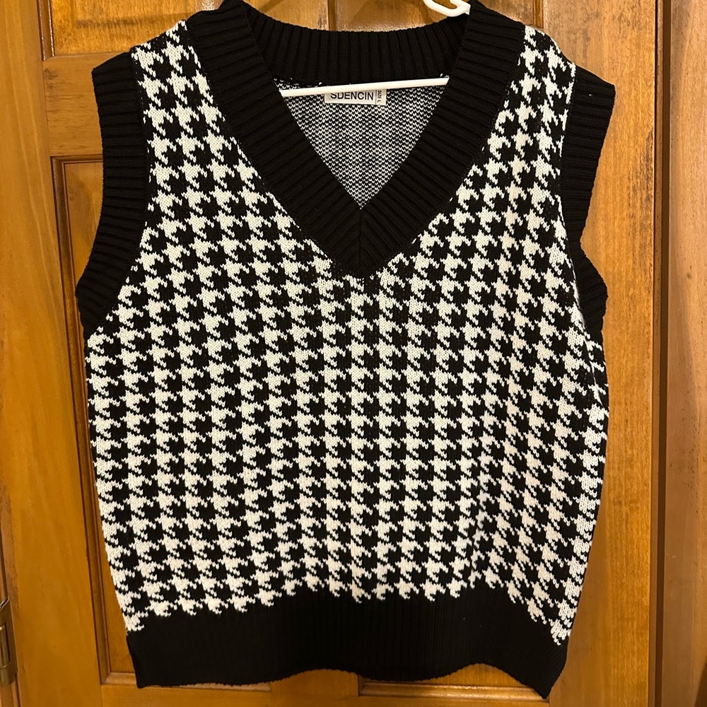 Black and White Sweater Vest